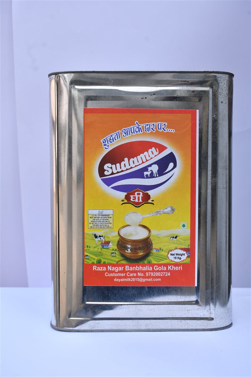 Sudama Ghee — traditional 15kg bulk tin, Dayal Milk Products