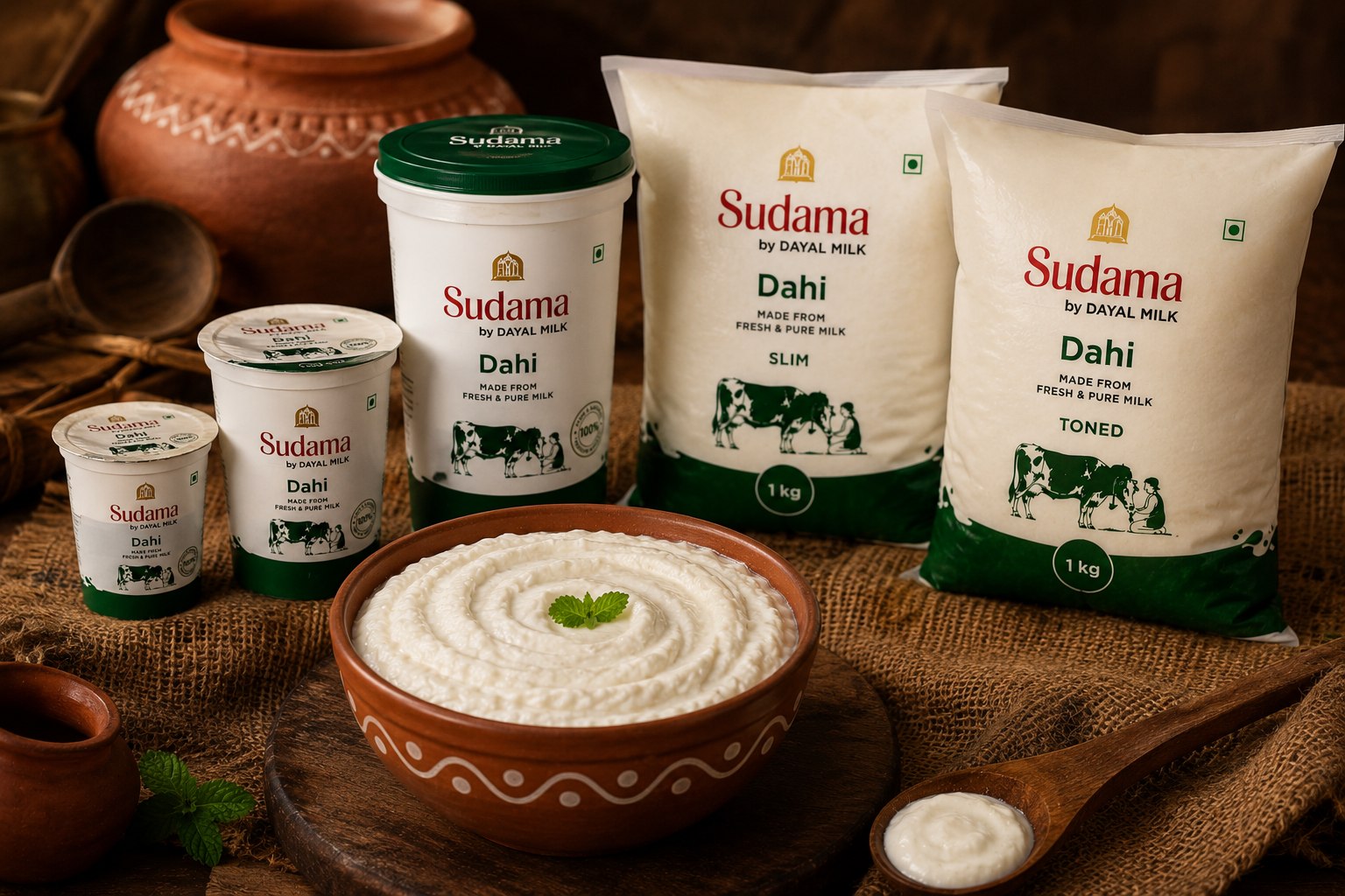 Sudama Dahi — pouches, jars and cups