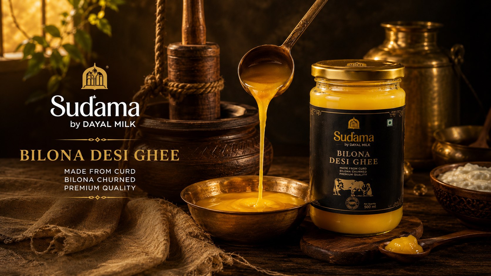 Sudama Bilona Desi Ghee — made from curd, Bilona churned, premium quality